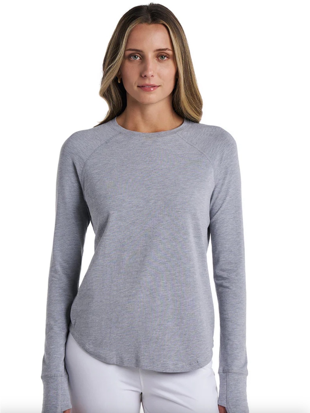 COOLIBAR Lumaleo Long-Sleeve Crewneck, Heather Gray